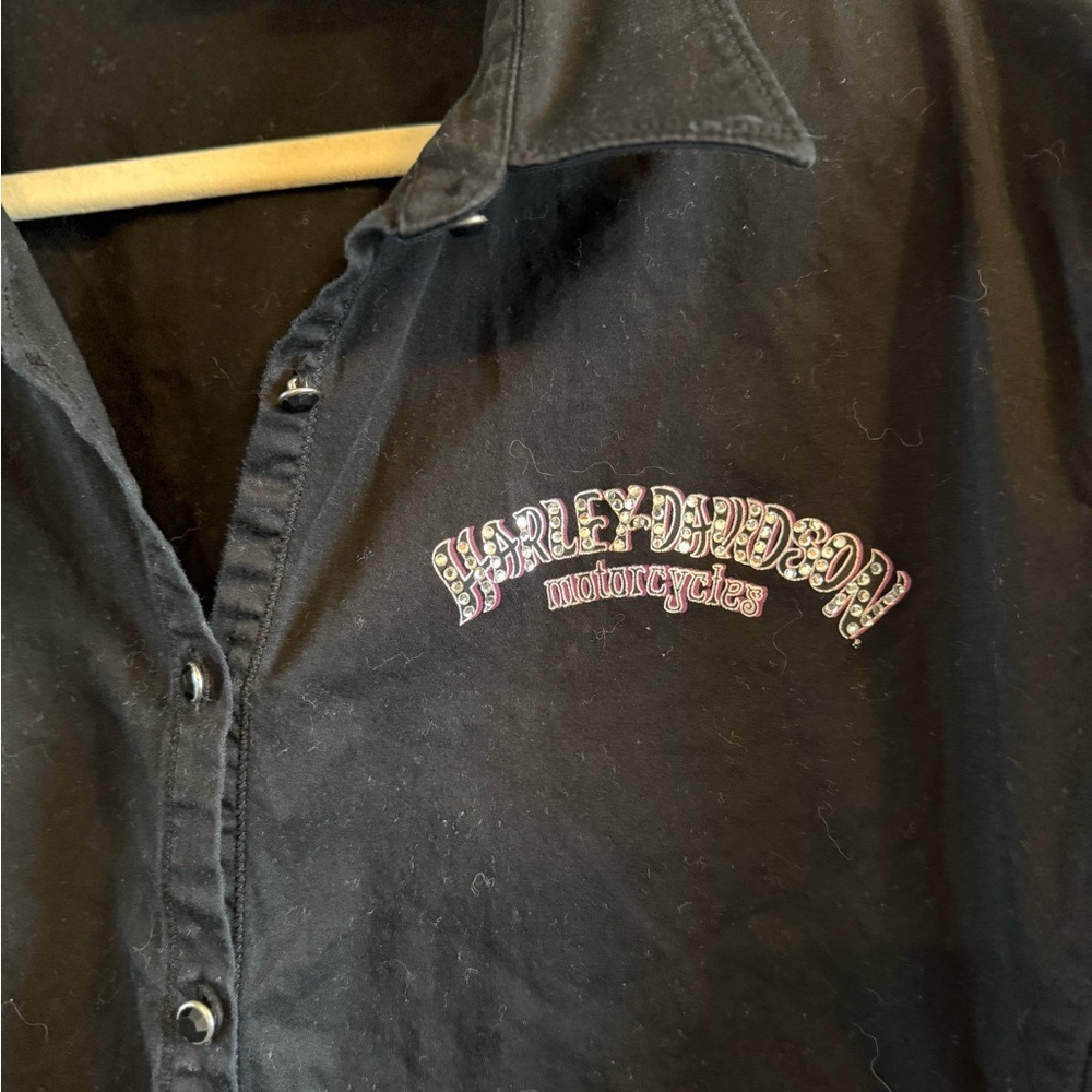 Harley-Davidson Black Button-Up Blouse - Picture 2 of 5